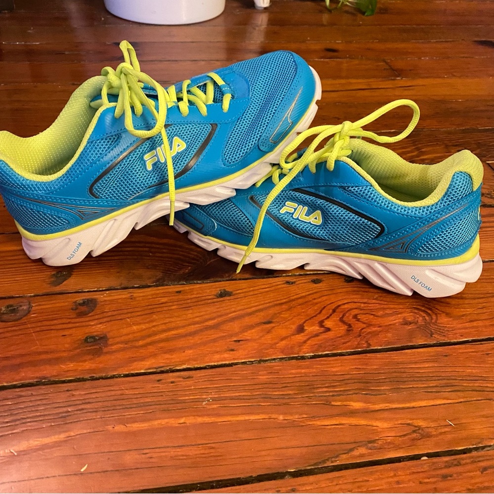 Fila DLS Foam Ancerus 5 Running Shoes Size 10 Blue & Yellow Neon Like New